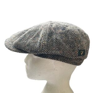 Mucros Weavers Irish Flat Cap Tweed 100% Wool Hat Driving Cap Size L Blue Brown